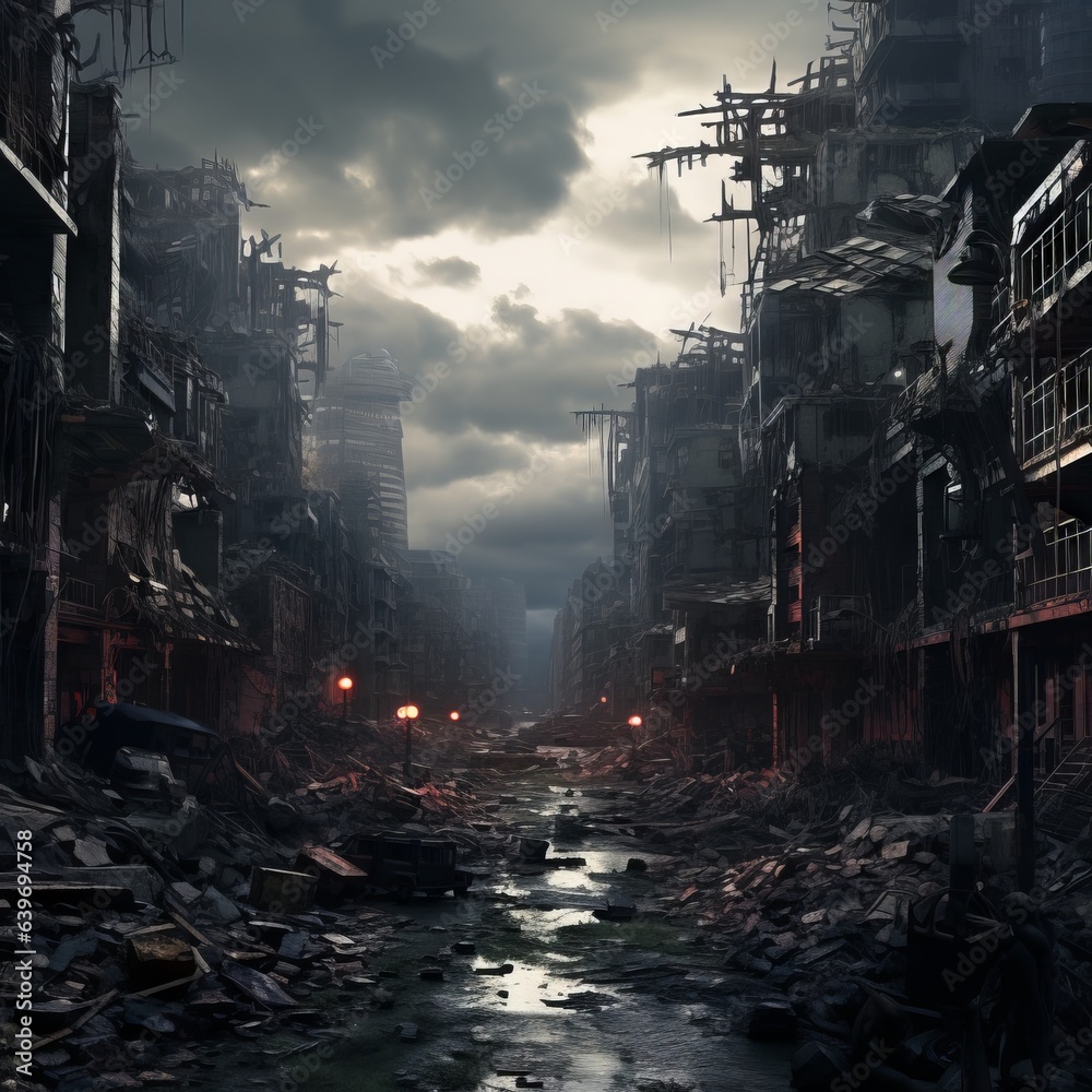 whispers of ruins and shadows, a dystopian journey, Generative AI whispers of ruins and shadows, a dystopian journey, Generative AI