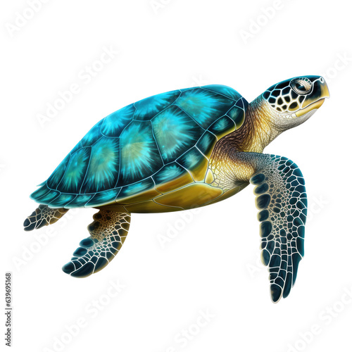 Sea turtle isolated on transparent background.