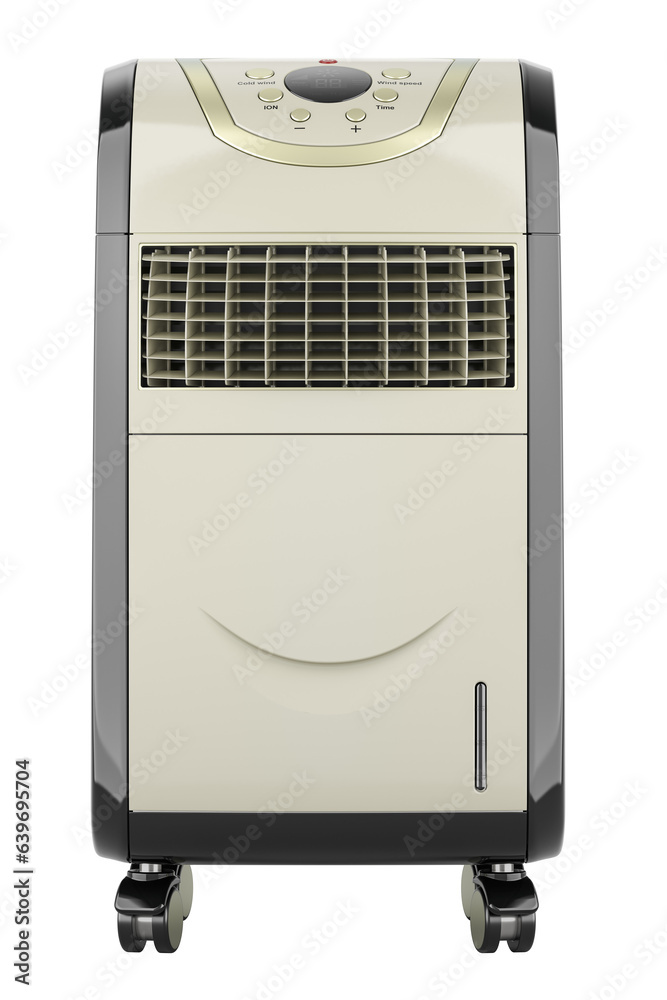 Fototapeta premium Portable air conditioner, front view. 3D rendering isolated on transparent background