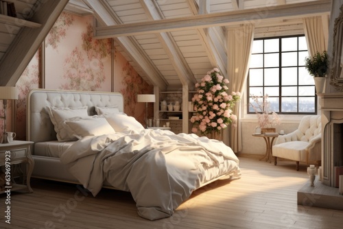  French country interior design of modern bedroom
