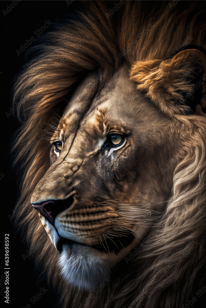 Naklejka premium Black gold Lion