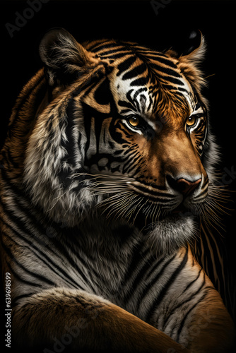 Black gold Tiger Portrait