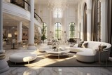 Hollywood regency style home interior design of modern living room in luxury villa