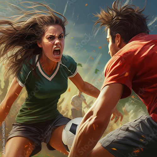 Illustration on the theme of equality between men and women in sport and the fight against discrimination