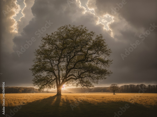 a solitary tree resilience Under Tempestuous Skies