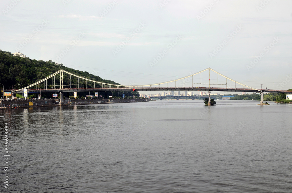 Bridge across the river Dnipro in Kyiv, Ukraine Bridge across the river Dnipro in Kyiv, Ukraine
