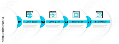 Set line Browser window, Website and mail, incognito and Search engine icon. Vector