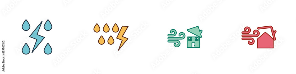 Set Storm, , Tornado swirl and icon. Vector