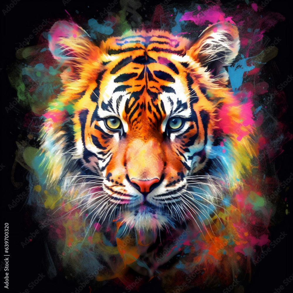 A Multicolored Fantasy Tiger in Abstract Reverie