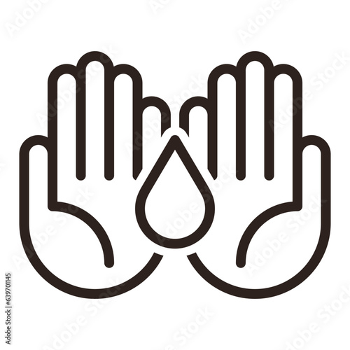 Moisturizing oil line icon. Skin care sign. Wash hands symbol.