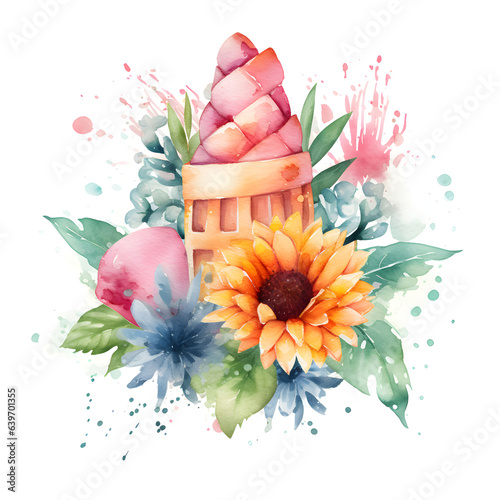 bouquet of flowers in a basket