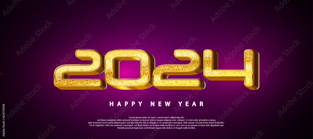 classic numbers in a luxurious gold color for a 2024 new year party.