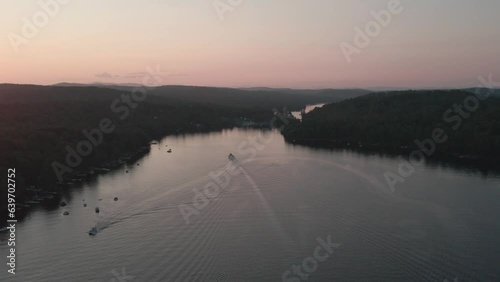 Boat driving across the ater photo