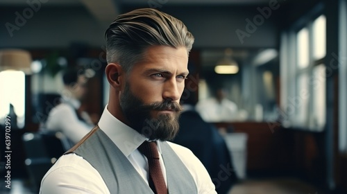 Fotografia Handsome man in barbershop