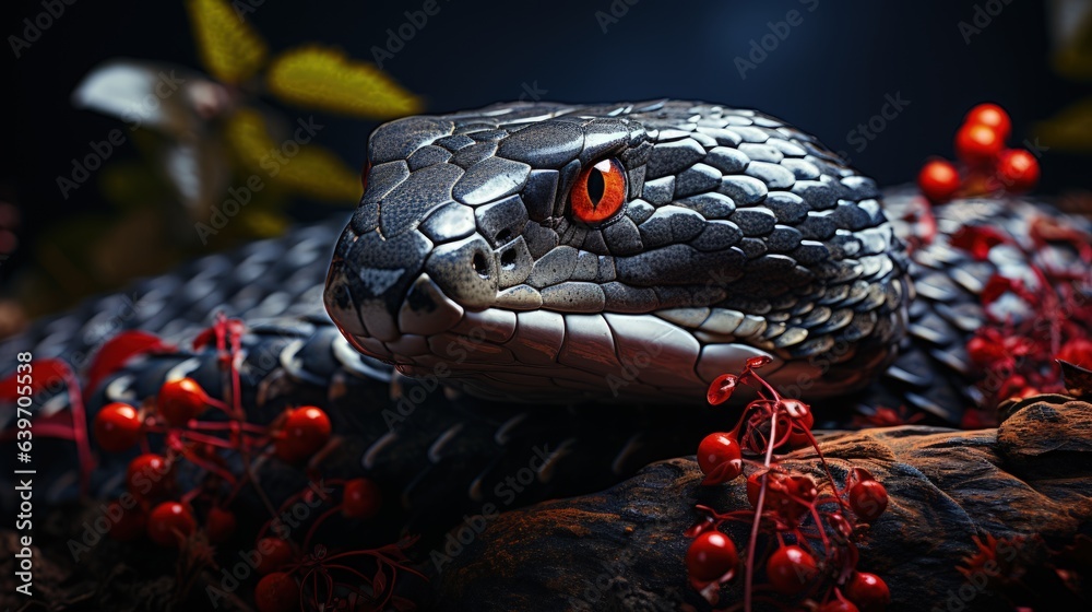 Fototapeta premium Snakes Serpentes are a suborder of the class of reptiles of the Scalyidae division venomous creature predator, fearsome and beautiful dangerous scales and skin .