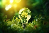 Illuminating Sustainability: Green Plant Tree Encased in a Light Bulb