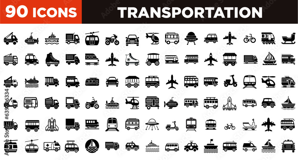 transportation icons set transportation icons set