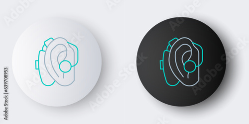 Line Hearing aid icon isolated on grey background. Hearing and ear. Colorful outline concept. Vector