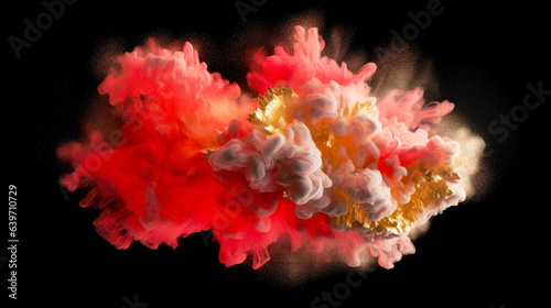 Colorful cloud of smoke isolated on black background. Abstract background. Ai generative