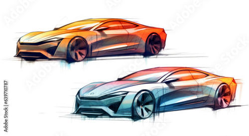 Electric future car sketch illustration