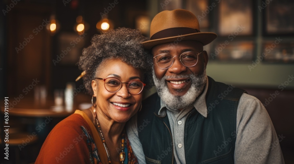 Elderly African-american man and woman smiling