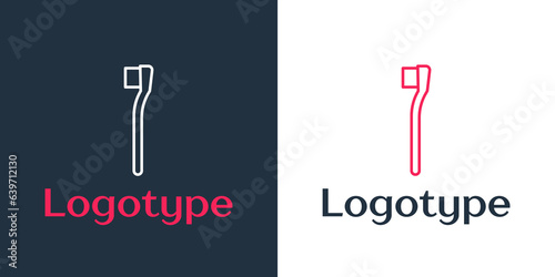 Logotype line Toothbrush icon isolated on white background. Logo design template element. Vector Illustration