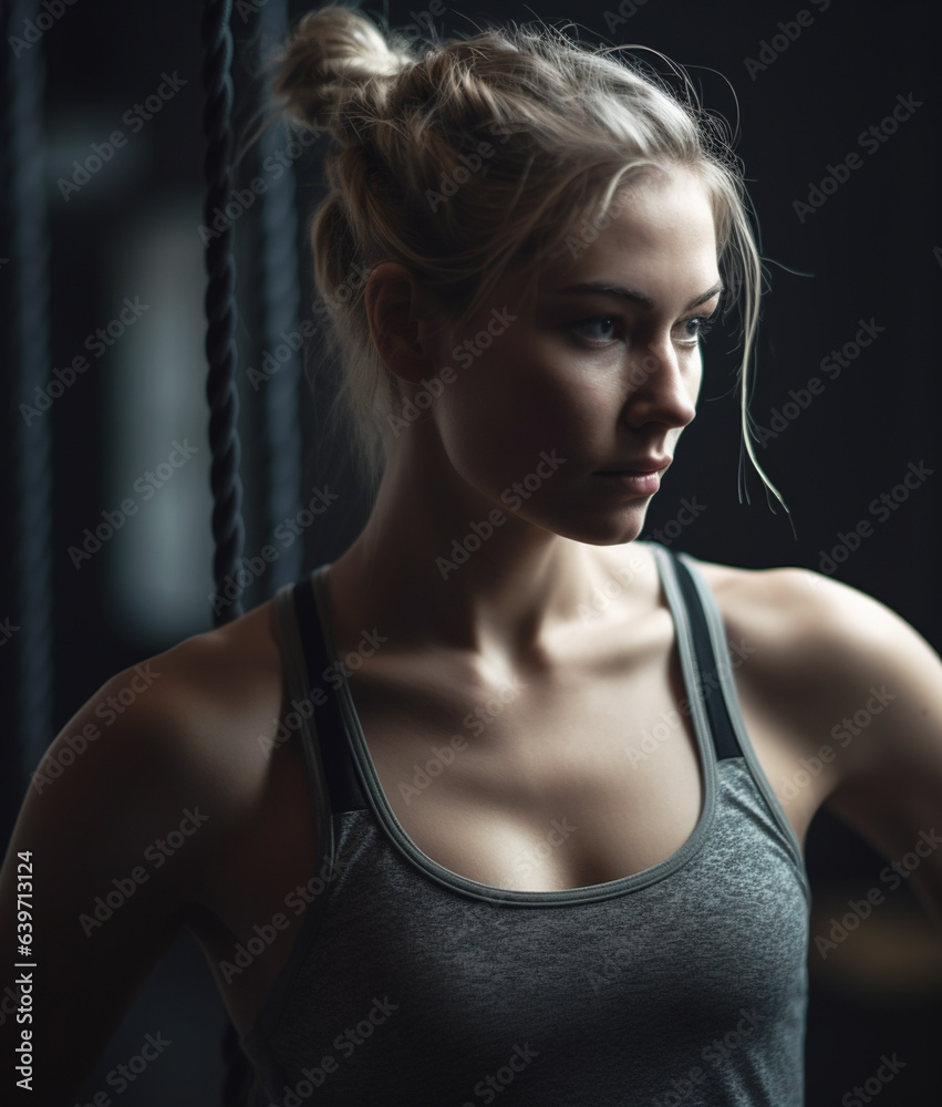 Naklejka premium Beautiful and strong young woman in gym 