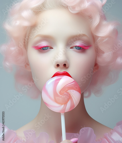 Beautiful and sensual woman with lollipop	