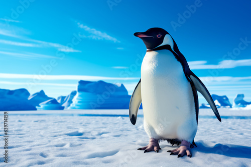 Penguins in Antarctica on the ice