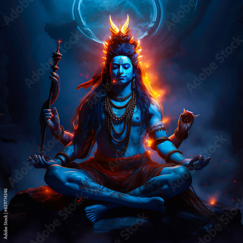 Lord Shiva  Dangerous form standing with trushul 