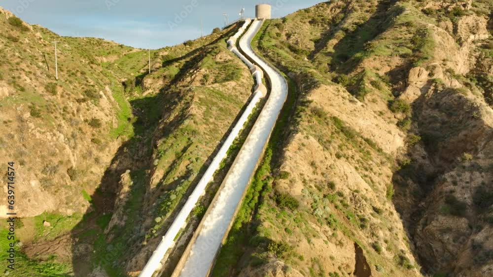 Aerial shot of one of the aqueducts that supplies water to Los Angeles. Aerial shot of one of the aqueducts that supplies water to Los Angeles.