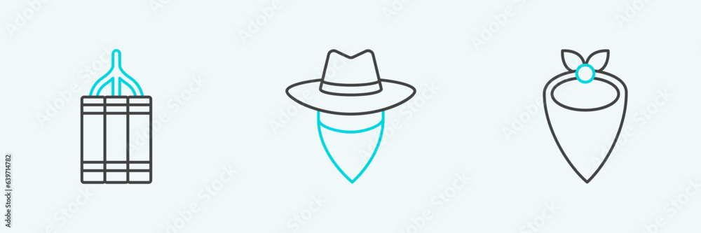 Set line Cowboy bandana, Dynamite bomb and icon. Vector Set line Cowboy bandana, Dynamite bomb and icon. Vector