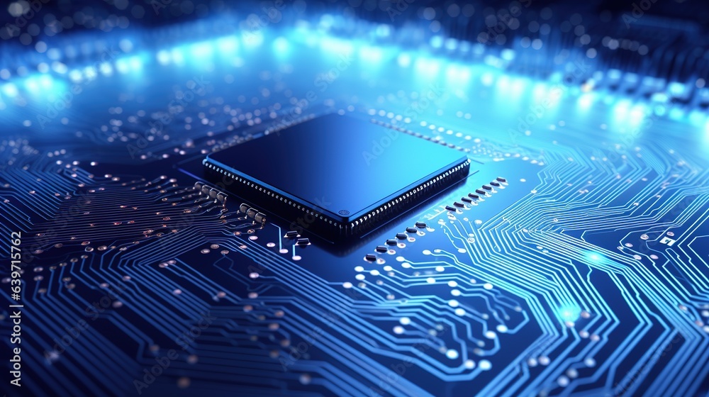 electronic circuit board with processor. generative ai electronic circuit board with processor. generative ai