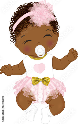 Vector Cute Little African American Baby Girl