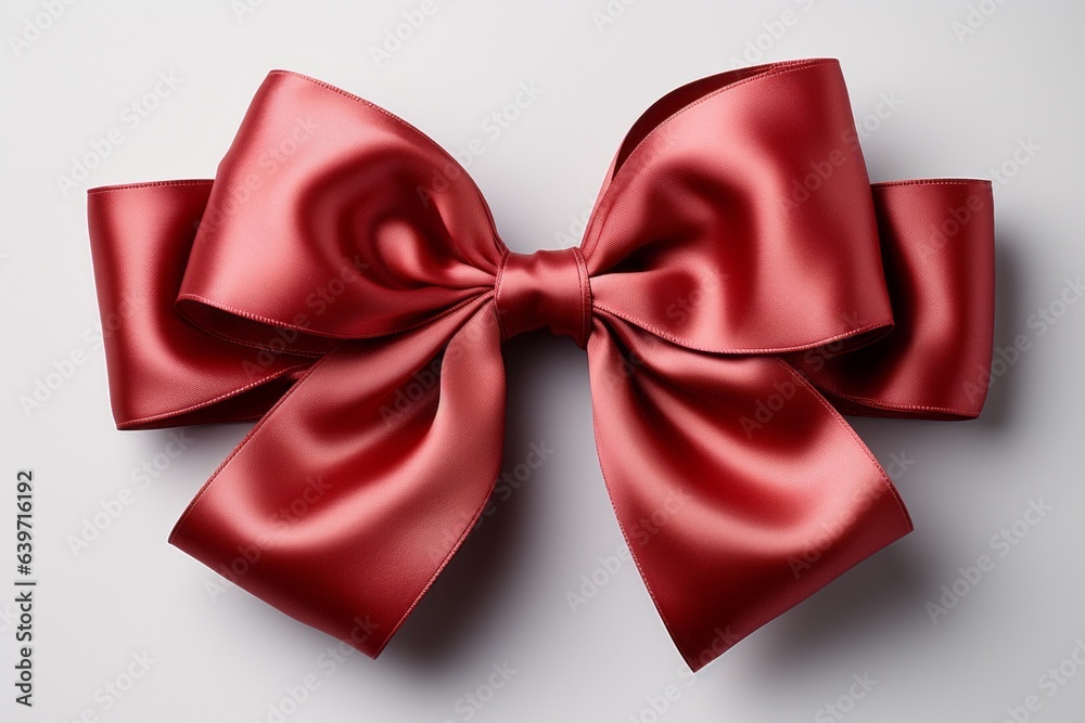 Bow for decorating gifts on a light plain background. Merry christmas and happy new year concept