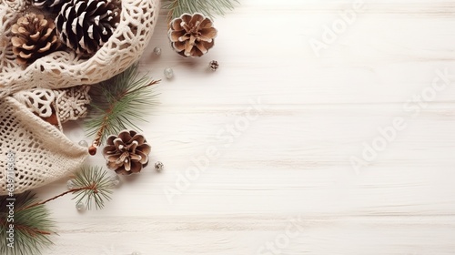 christmas decoration on wooden background. generative ai