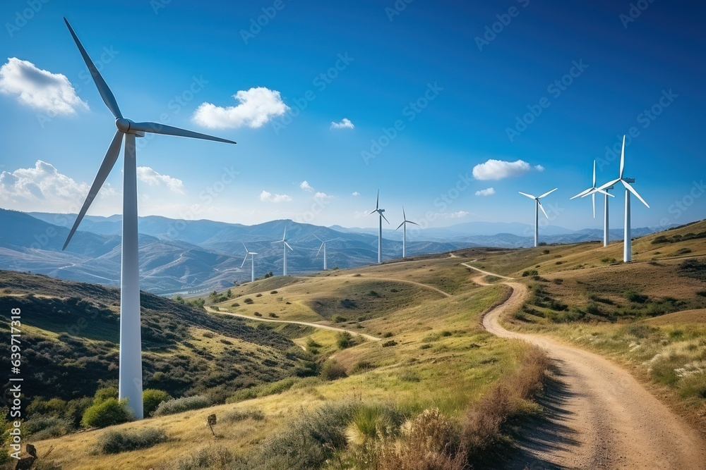Wind Turbines Harnessing Energy in Mountain