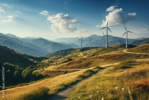 Wind Turbines Harnessing Energy in Mountain