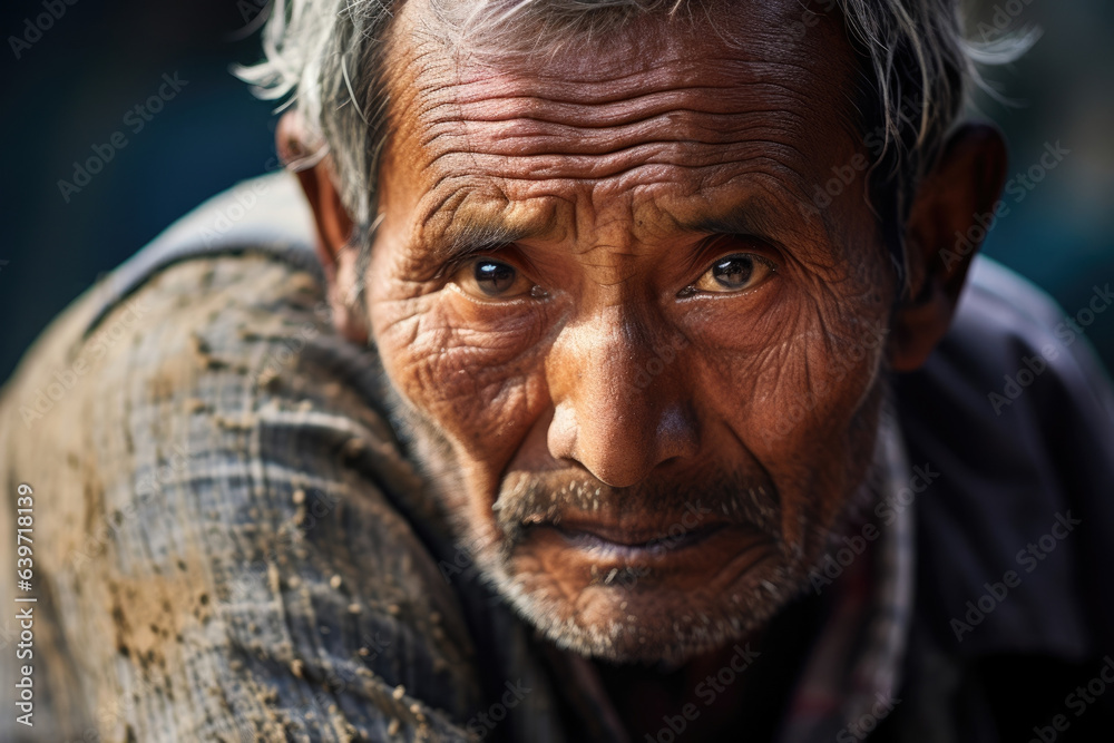 A Nepalese man is captured with his head thrown back in frustration yet against the unforgiving misery he wears a subtle look of perseverance knowing his longterm strategies will eventually A Nepalese man is captured with his head thrown back in frustration yet against the unforgiving misery he wears a subtle look of perseverance knowing his longterm strategies will eventually