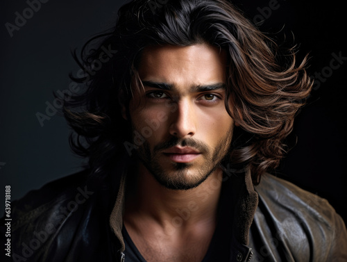 A gorgeous Pakistani man with strong features and sunkissed skin. His vibrant eyes stand out against his handsomely styled hair creating an arresting look of masculine beauty.