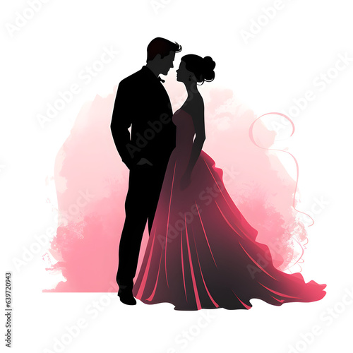 silhouette of bride and groom