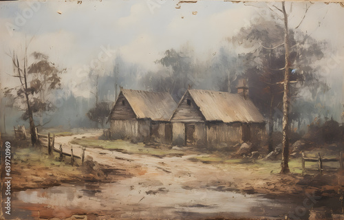 abandoned house in the fog