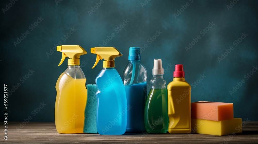Cleaning products. Created with Generative AI technology. Cleaning products. Created with Generative AI technology.