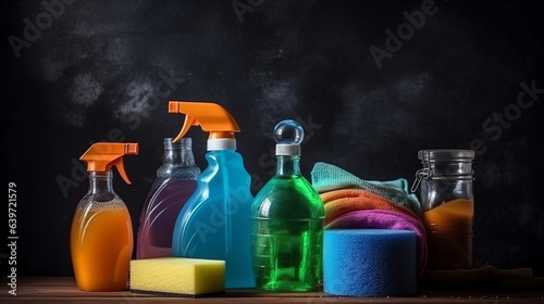 Cleaning products. Created with Generative AI technology.
