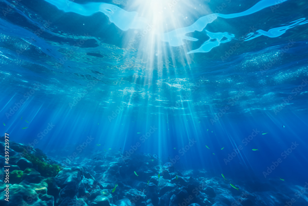 Fototapeta premium Inside the ocean, light side of the ocean, mystic water in the ocean