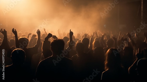 Silhouettes on concert. Created with Generative AI technology.