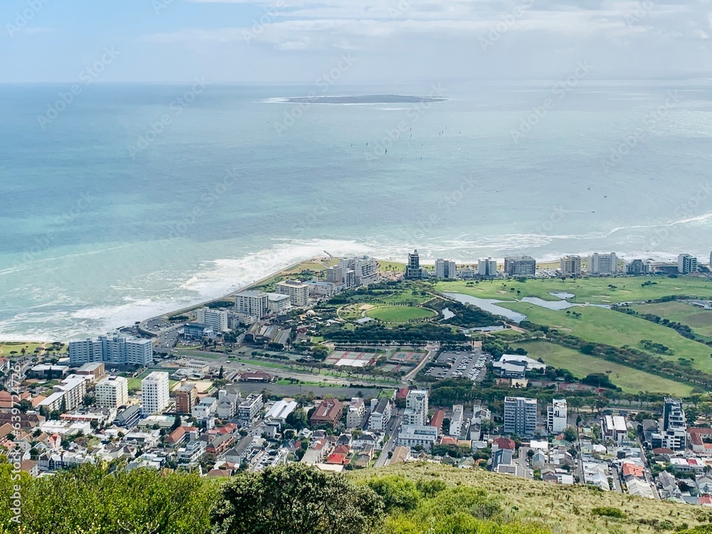 Obraz premium Top view of Cape Town and ocean, South AFrica