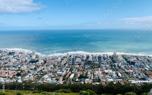 Top view of Cape Town and ocean, South AFrica
