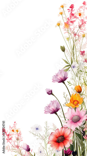 dainty wildflowers in watercolor style as a frame border isolated on a transparent background, generative ai © Perfect PNG