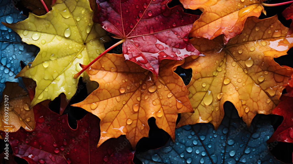 a close up of a bunch of leaves with water droplets on them Generative AI a close up of a bunch of leaves with water droplets on them Generative AI